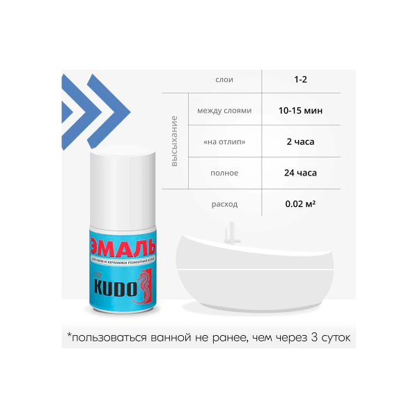 Эмаль KU-7К1301 для ванн (белая) во флаконе с кисточкой