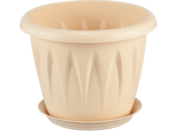 Кашпо IDEA АЛИЦИЯ D180мм 2л с поддоном Белая глина