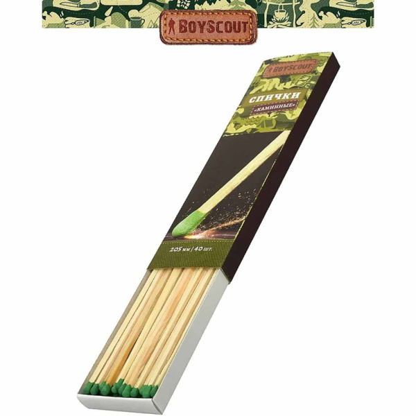 Спички BOYSCOUT Каминные 205мм, 40шт