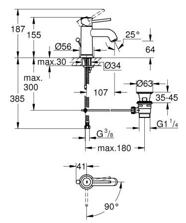 Смеситель д/р  Grohe 23782000 Start Classic