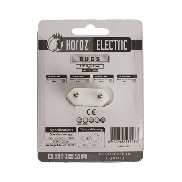 Ночник LED NIGHT LAMP 085-001-0003 0.3W MIX 220-240V