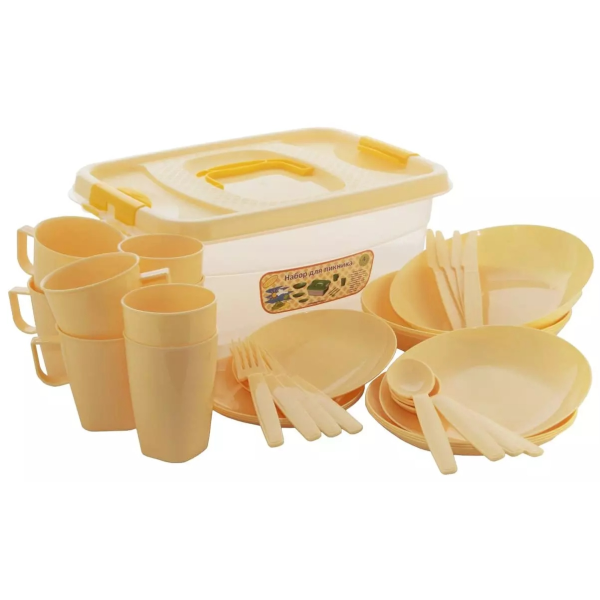 Набор для пикника Интерм на 4 персоны 33 предмета, 10 л, 39х28х15 см бежевый П0511