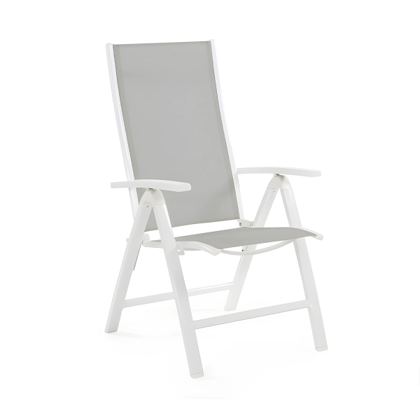 Кресло складное серый текслай, каркас алюминий белый, 66х63х108 см, CN