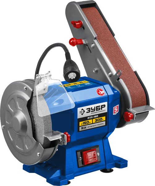 Заточной станок ЗУБР ПТЛ-150 с шлифовальной лентой, d150 мм, 300 Вт