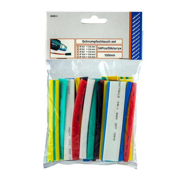 Термоизоляция для проводов набор, Ф трубки 4/2, 6/3, 8/4, 10/5, 12/6 мм, 34 шт. 28665 3