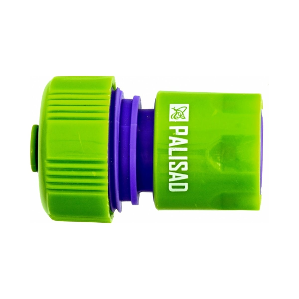 Соединитель пластмассовый быстросъемный для шланга 3/4", аквастоп// Palisad