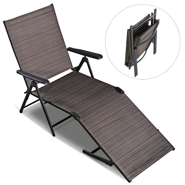 Шезлонг складной 6 положений спинки текслайн 185х62х52см, CN