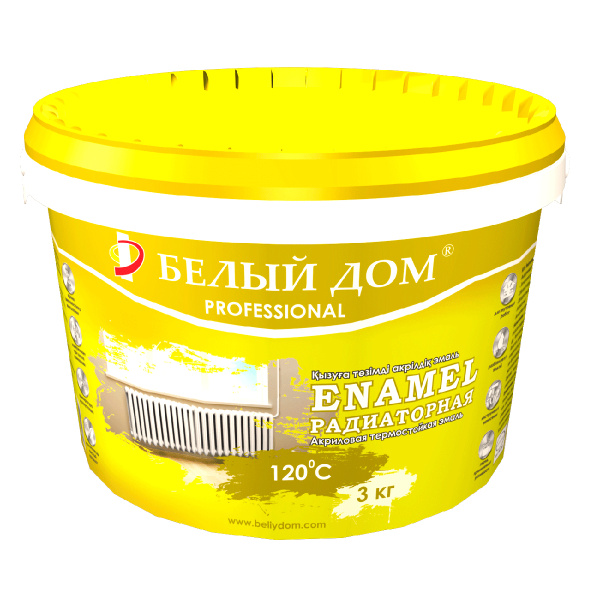 Эмаль акриловая термостойкая Белый Дом ENAMEL радиаторная 3 кг
