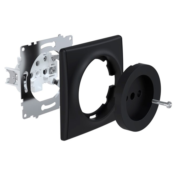 Розетка без заземления, винтовые контакты, цвет чёрный (серия Florence)