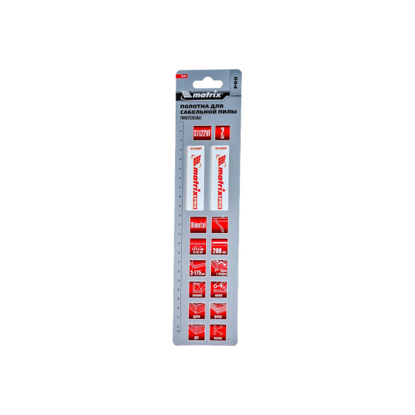 Полотна универсальные для сабельной пилы S1122VF,200/1,8-2,5 мм, Bimetal, 2шт., PRO// Matrix