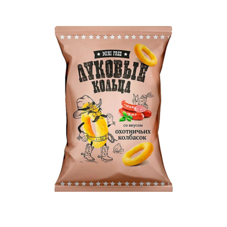 Луковые кольца со вкусом охотничьих колбасок «Mini Free», 45 г