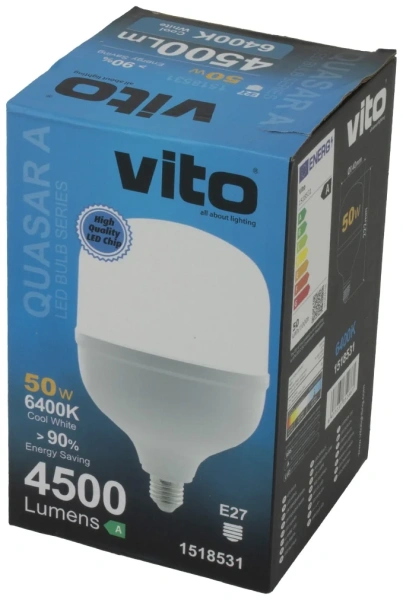 Лампа светодиодная VT/QUASAR-A/50W/E27/T140/6400K/TORCH BULB