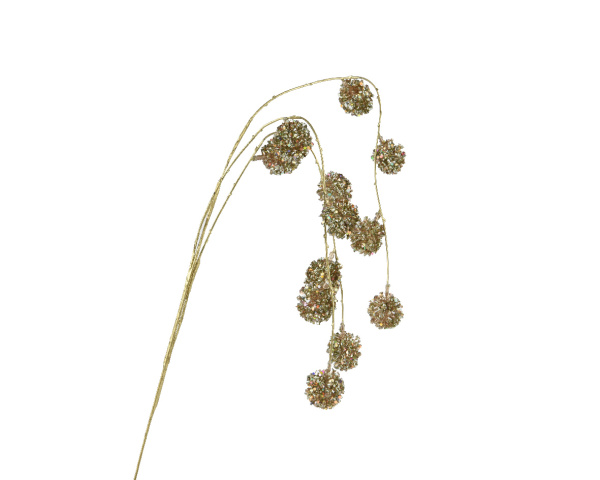 Ветка декоративная Spray gold с шариками 90 см 708967 Kmg