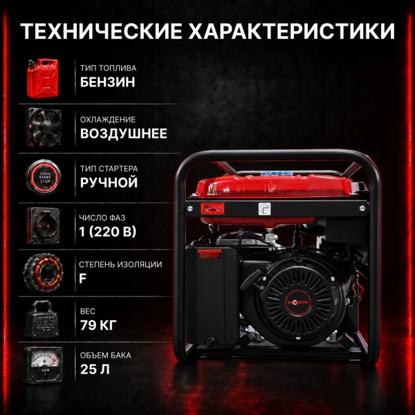 Генератор бензиновый MAGNETTA GFE-A8000, 6 КВТ, 230 В