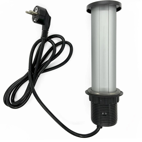 Блок настольный розеточный выдвижной на 3 розетки, IP44, серебро Shelbi STV-3S-IP44-3