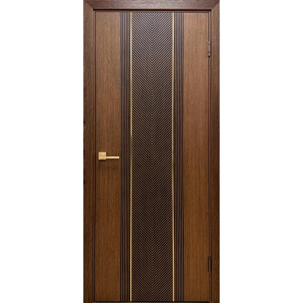 Дверное полотно Синди-6 "текстурированный орех" с золотым молдингом Дверное полотно 2-07 Дверное полотно Синди-6 "текстурированный орех" с золотым молдингом Дверное полотно 2-07