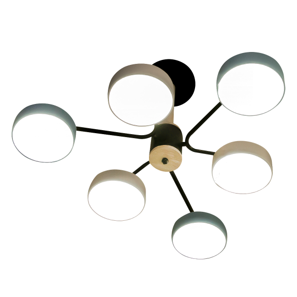 Люстра LED 8035-6 54W (3 белых оттенка, 3 синих оттенка)  корпус черный