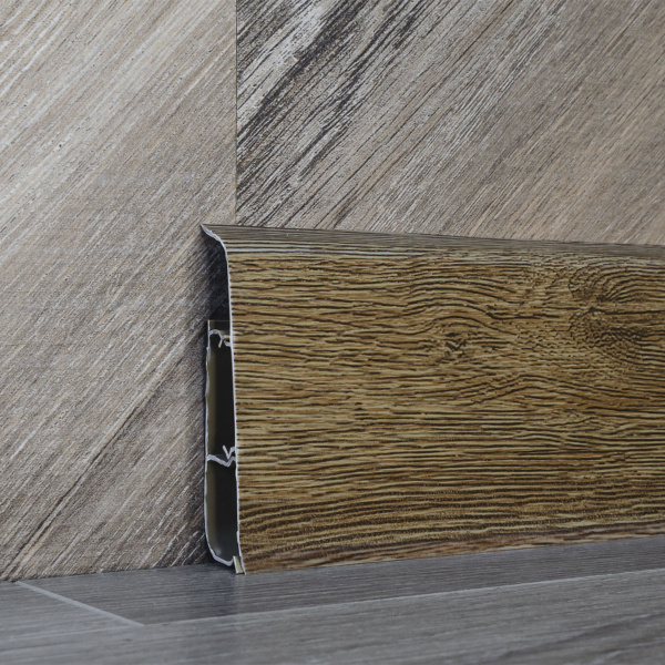 Плинтус напольный с кабель-каналами 85мм 2,2м "Деконика", 211 Дуб рустик