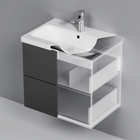 Тумба подвесная  под умыв. AM.PM GEM M90FHX06022GM 60 см, 2 ящика push-to-open, графит матовый