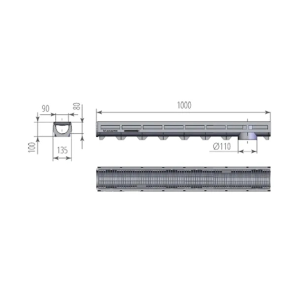 Лоток водоотводный AQUA-TOP с пластиковой решеткой