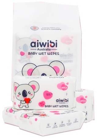Салфетки влажные мини 8 упаковочек в блоке AWB64