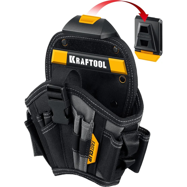 Кобура для шуруповерта KRAFTOOL KH-17 большая, с быстросъёмным креплением, FastClip, 17 карманов и п