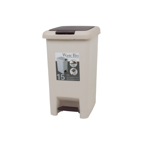 Контейнер для мусора с двойным нажатием 15л бежевый C42-B119 CN