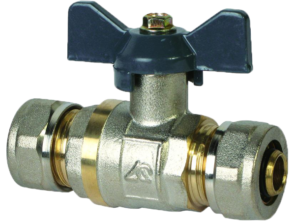 Кран шаровый под мет./пласт. трубу 20х20 ц/ц бант, MP-У