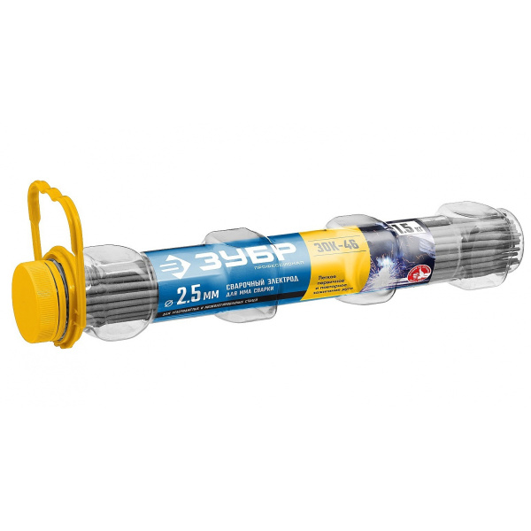 Электрод сварочный 'ЗУБР ЗОК-46 с рутил-целлюлозным покрытием, для ММА сварки, d 2.5 х 350 мм, 1,5 к