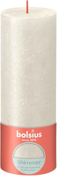Свеча столбик Bolsius 190х68 мм айвори маталлик