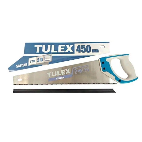 Ножовка по дереву "TULEX" 5011145, 2-комп. пластиковая ручка, 3D-заточка, закаленный зуб, 7 TPI ,450