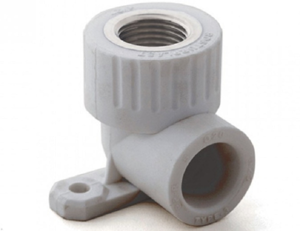 Угольник комб. с креплен. внутр. резьба 20х1/2", серый РТП