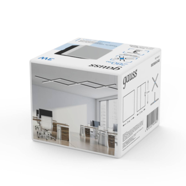 Модуль Gauss LED квадратный IP40 70*70*55мм 3W 280Лм 6500К Shop Lighting черный 1/100 883664348