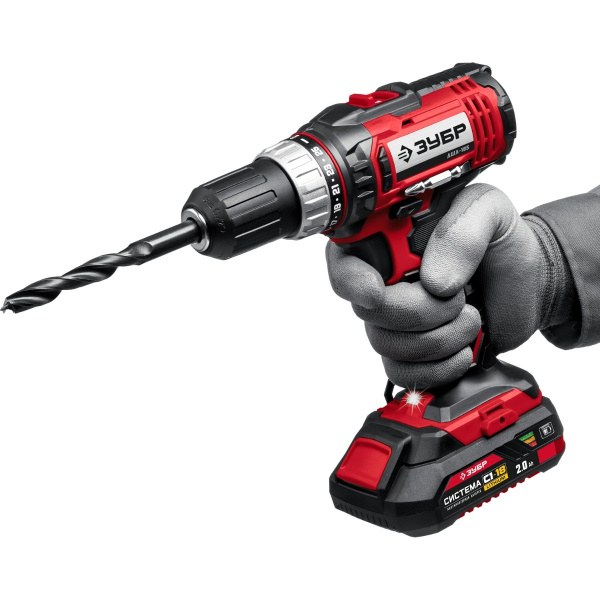 Дрель-шуруповерт ЗУБР ДШЛ-185-22,18В, 2 АКБ (2Ач), в кейсе