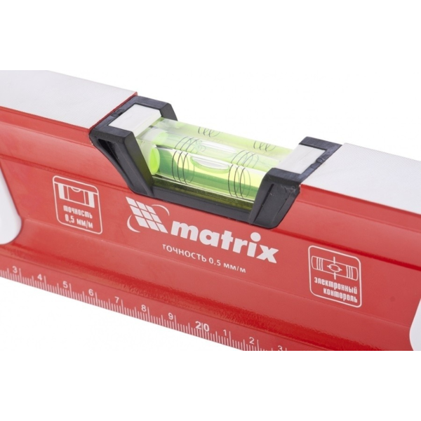 Уровень алюминиевый, магнит., фрезерованный, 3 глазка (1 зеркал.), 400 мм// MATRIX