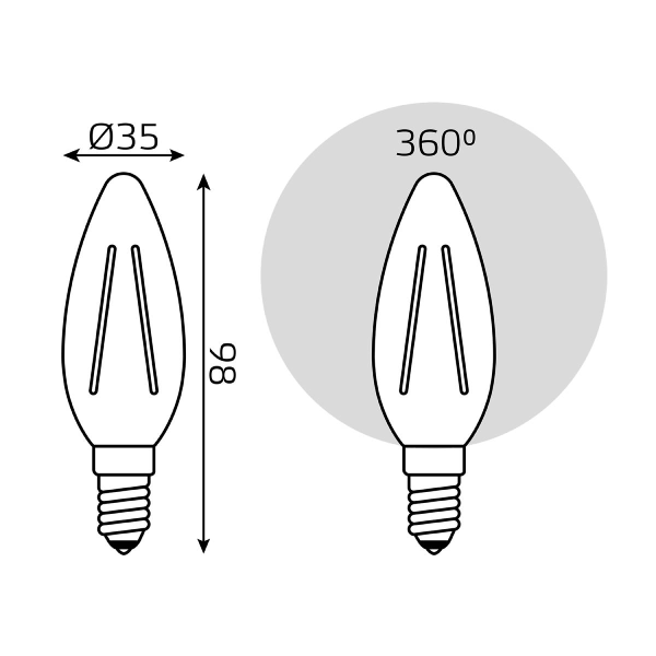 Лампа Gauss LED Filament Свеча 5W E14 4100K диммир. 103801205-D