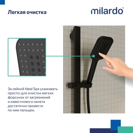 Лейка для душа, черная матовая, 3F, Ideal Spa, Milardo, ILS3FBSM18