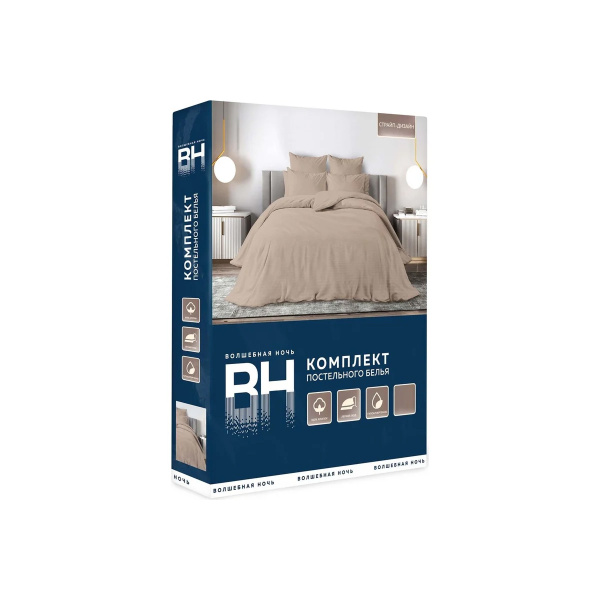 Комплект постельного белья Волшебная ночь 1,5 сп.Caramel mousse нав. 50х70 см страйп-дизайн 789249