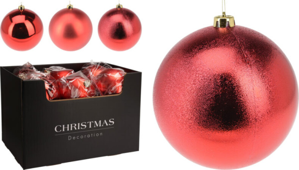 Шар елочный 18см красный 3 вида в ассортименте CAR103520 К