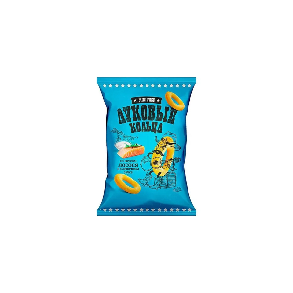 Луковые кольца со вкусом лосося в сливочном соусе «Mini Free», 45 г