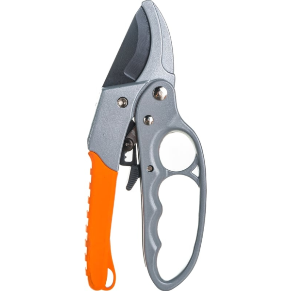 Секатор, 200мм.,возвратная пружина,храповый механизм,тефлоновое покр.,металл.обрезиненные рукоятки В
