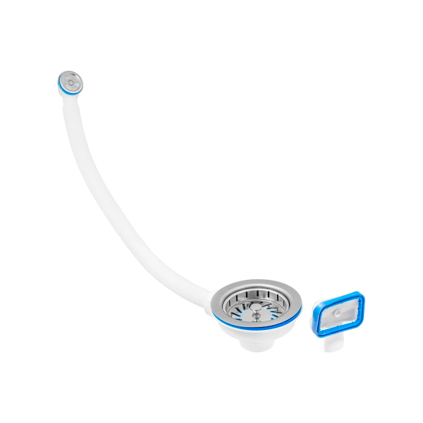 Выпуск 3.1/2" в сборе УНИВЕРС. (с нерж. глуб. чаш., 2 перел.+заглушка для перелива)