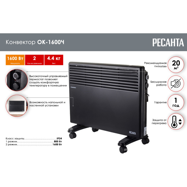 Конвектор Ресанта ОК-1600Ч