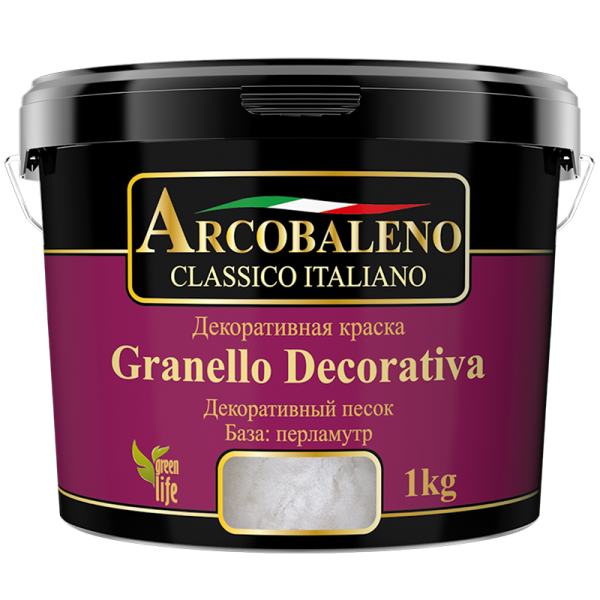Краска декоративная "Arcobaleno Granello Decorativa", база: перламутр 1 кг