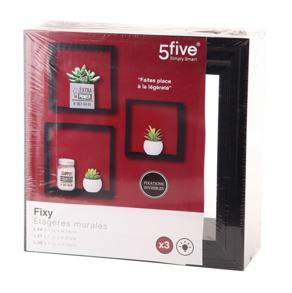 Набор полок настенных КУБ 5Five 3 шт размер L 30х12х30 см черный  138957A