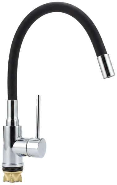 Смеситель д/к  AquaDeus 1214 Chrome-Black с силиконовым гусаком