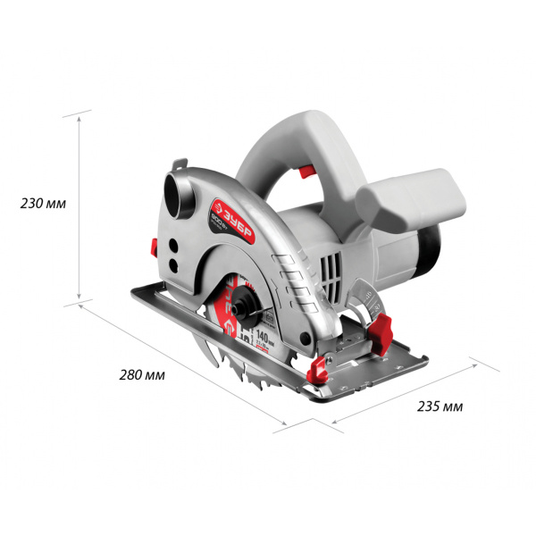 Пила циркулярная ЗУБР, пропил 90г-45мм, 45г-28мм,140x20мм, 4500об/мин, 900Вт