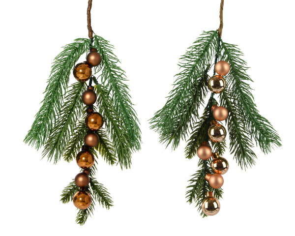 Ветка декоративная хвойная с шариками 123765 Kmg