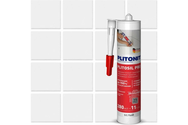 Герметик PLINONIT PlitoSil Premium высокоэластичный для влажных помещений белый - 310 мл