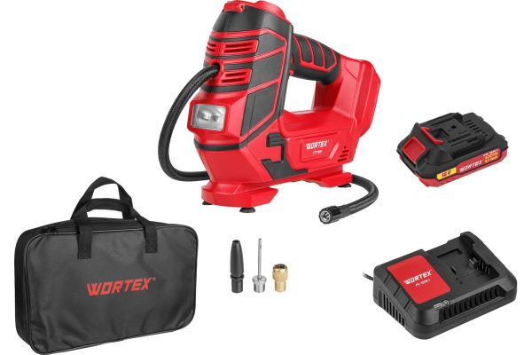 Компрессор аккумуляторный WORTEX CTI 1811 в кор. ALL1 МЕГА АКЦИЯ 18 В, 11 бар, 12 л/мин, 1х2 А*ч, зу